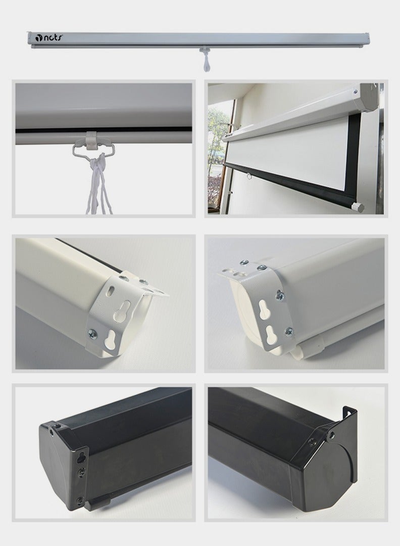 NCTS M240 M Series Manual Control Projector Screen – 2.4 x 2.4M Matte White Display Screen – UHD/HD Projector with Self Lock Spring System for Home Theater & More/ 1 Year Warranty/GTIN 6295151550632 - Image 4